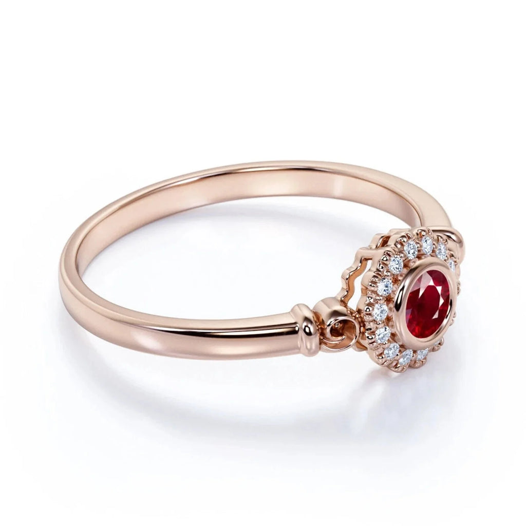 14k Gold Red Ruby Ring Z652