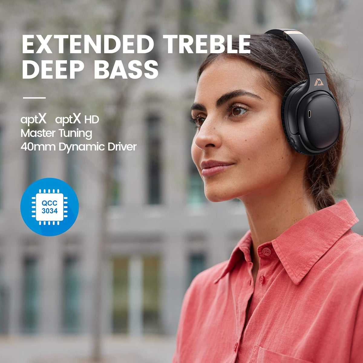 Hybrid Active Noise Cancelling Over-Ear Bluetooth Headphones with Microphone I269172