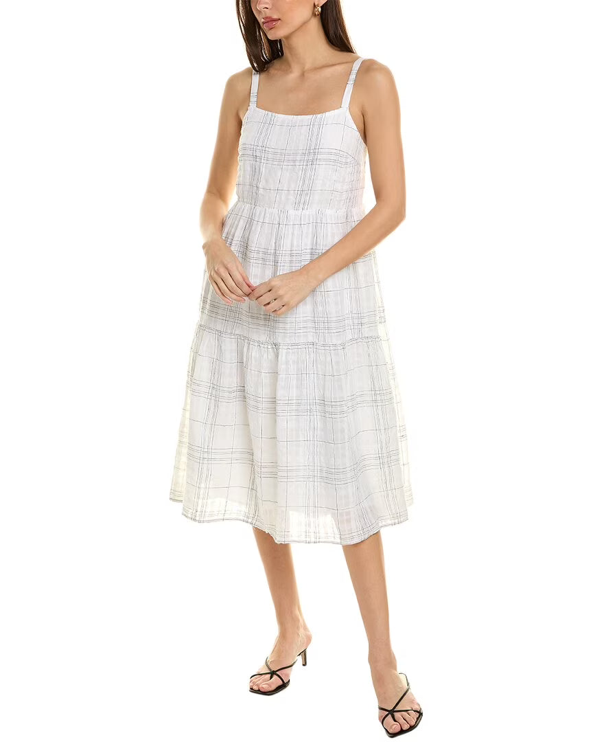 Linen-Blend Midi Dress F4354