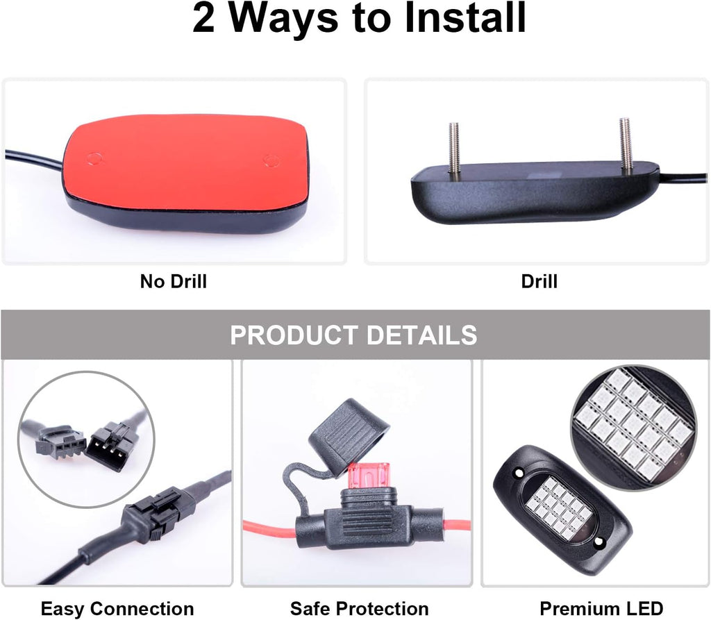 6 Pods Waterproof LED Rock Lights with APP Control Music Mode Y348