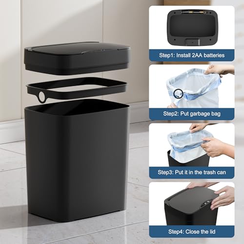 2.7 Gal Automatic Touchless Plastic Trash Can with Lid C783