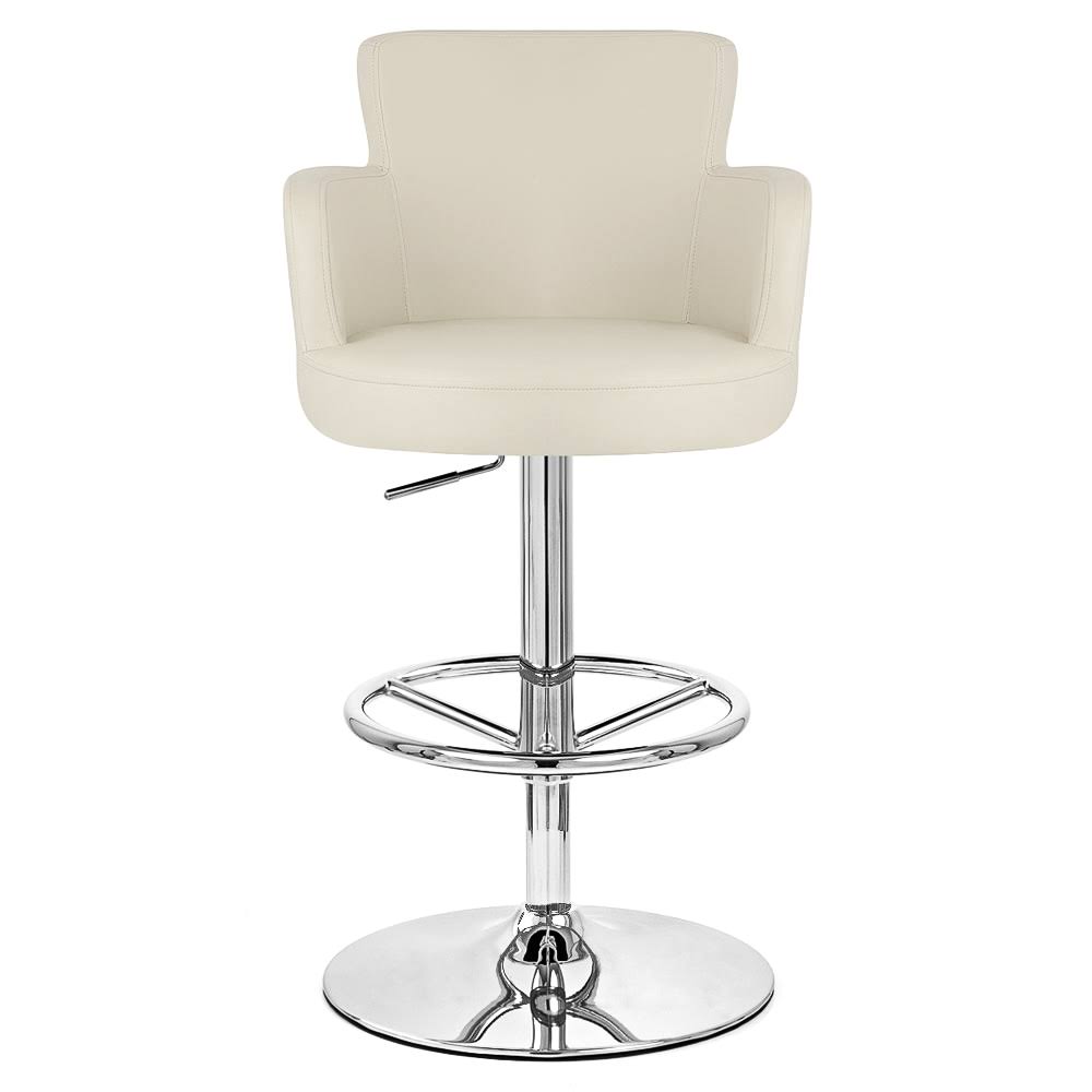 Cream Adjustable Height Swivel Bar Stool with Chrome Base R473186