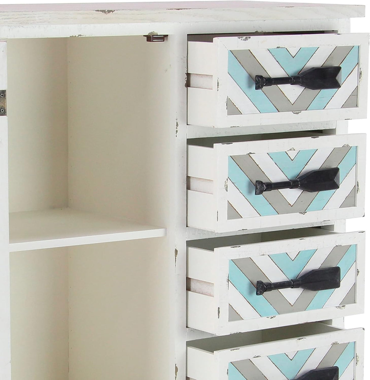 White Chinese Fir Wood Chest Storage Drawers, 33 L x 15 W x 31 H Q354