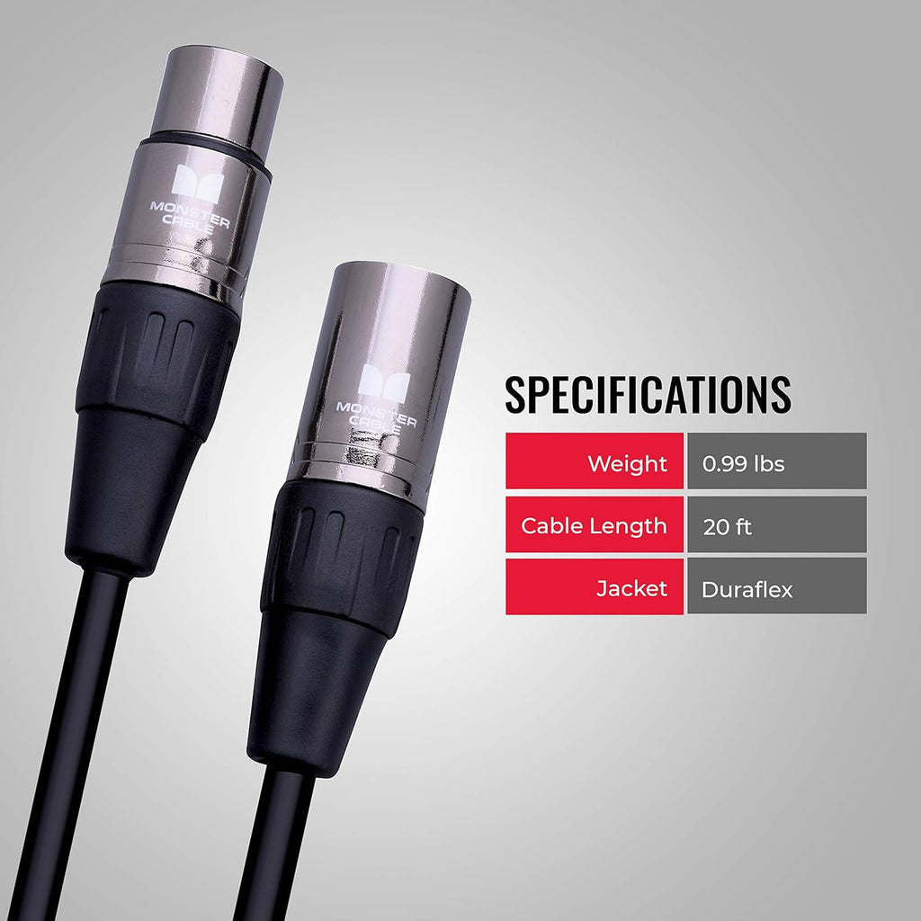 20 ft Silver Contact XLR Microphone Cable Pack of 2 Q68375