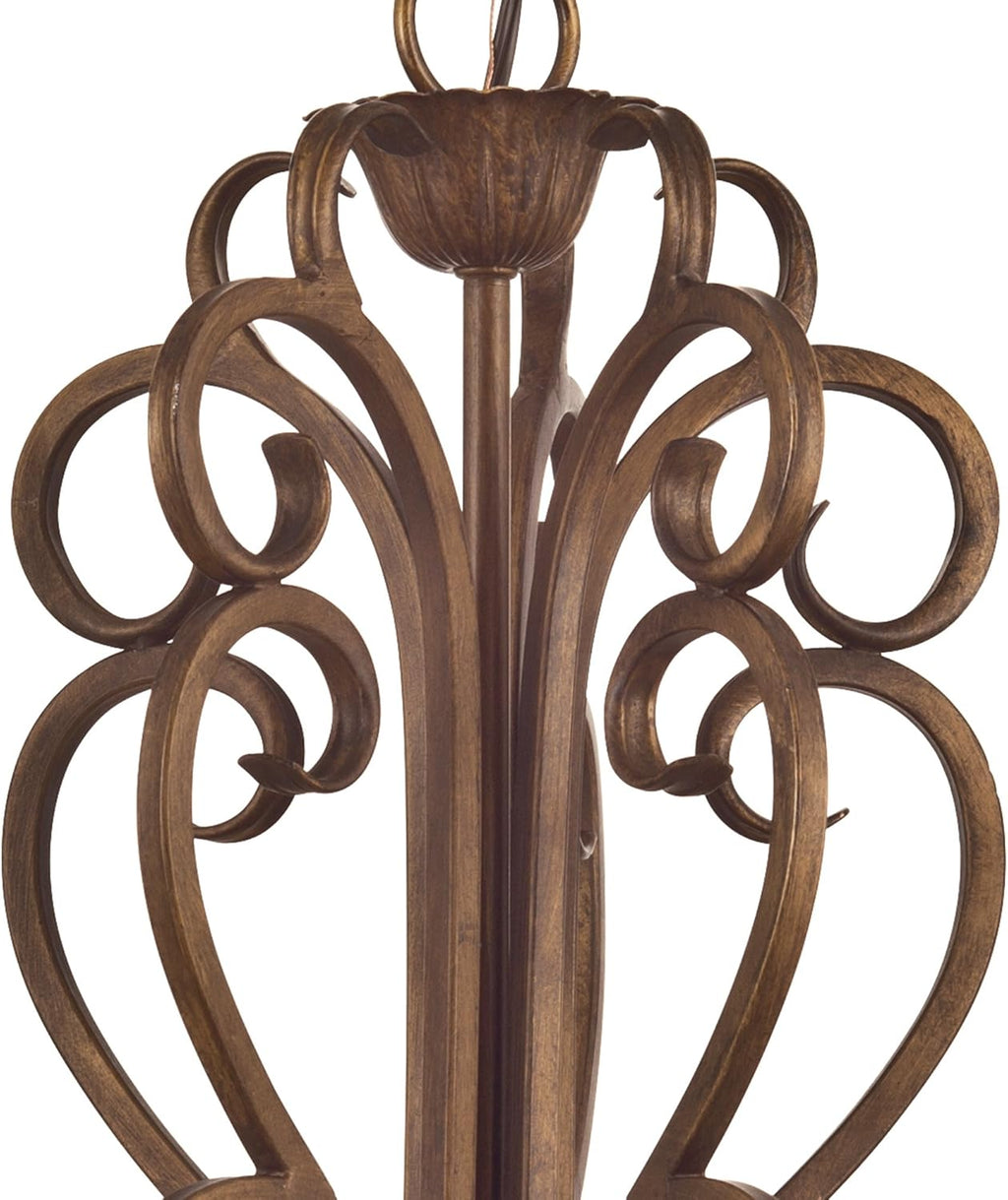 Ebony Gold Finish Five-Light Chandelier with Burnt Scavo Glass B567