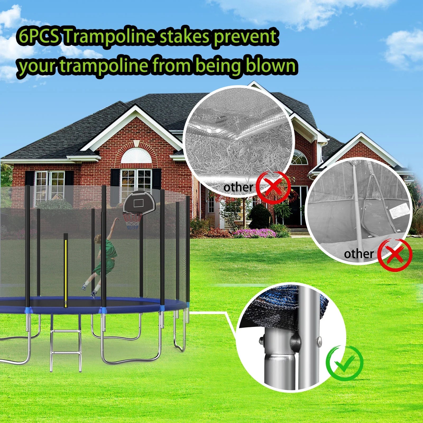 16Ft Trampoline with Safety Enclosure Net & Ladder R338786