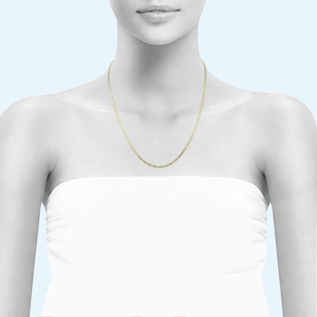10K Yellow Gold 2mm Mariner Chain Necklace, 22 Inches U1564