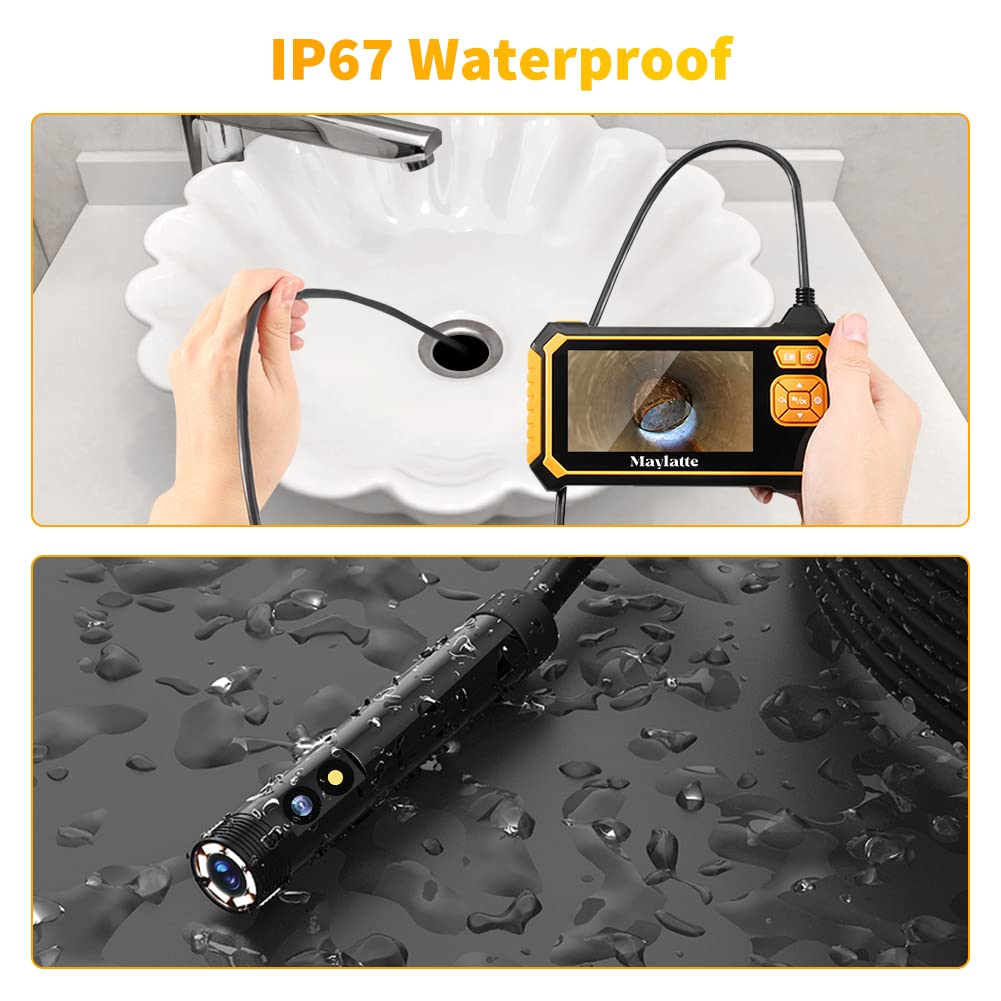 4.3 Inch 1080P HD IP67 Waterproof Inspection Camera with 8 LED Lights and 32GB Card H400