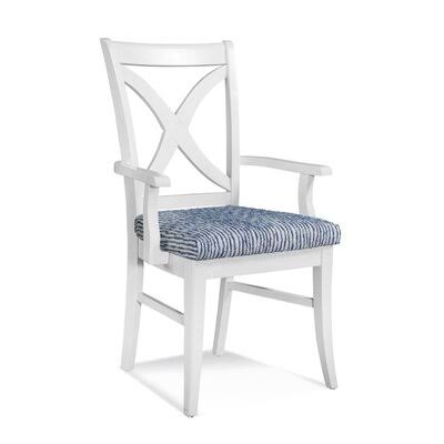 Cross Back Arm Chair Gray and Cream Stripe K904861