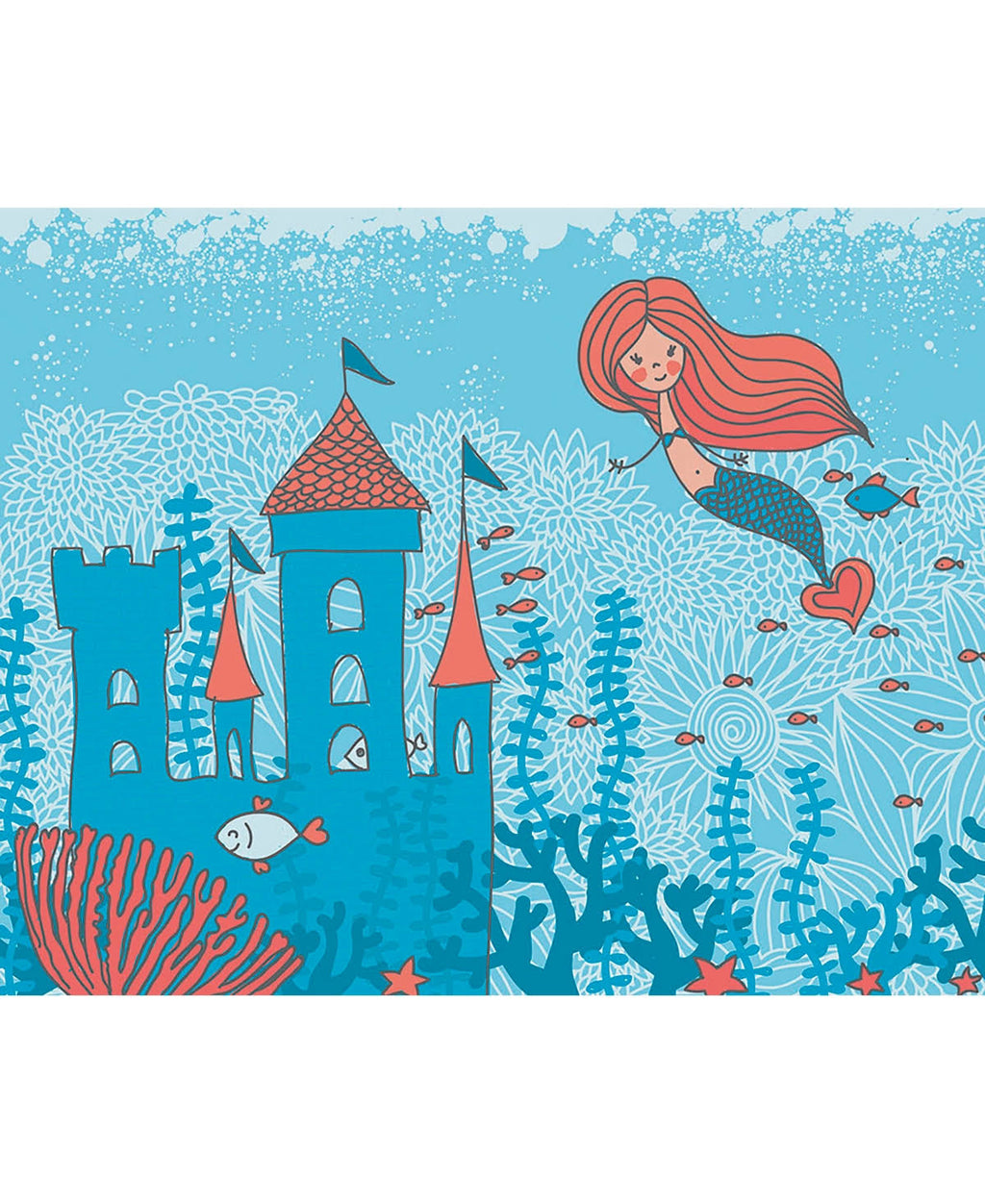 Blue Mermaid Castle Wall Mural T10409