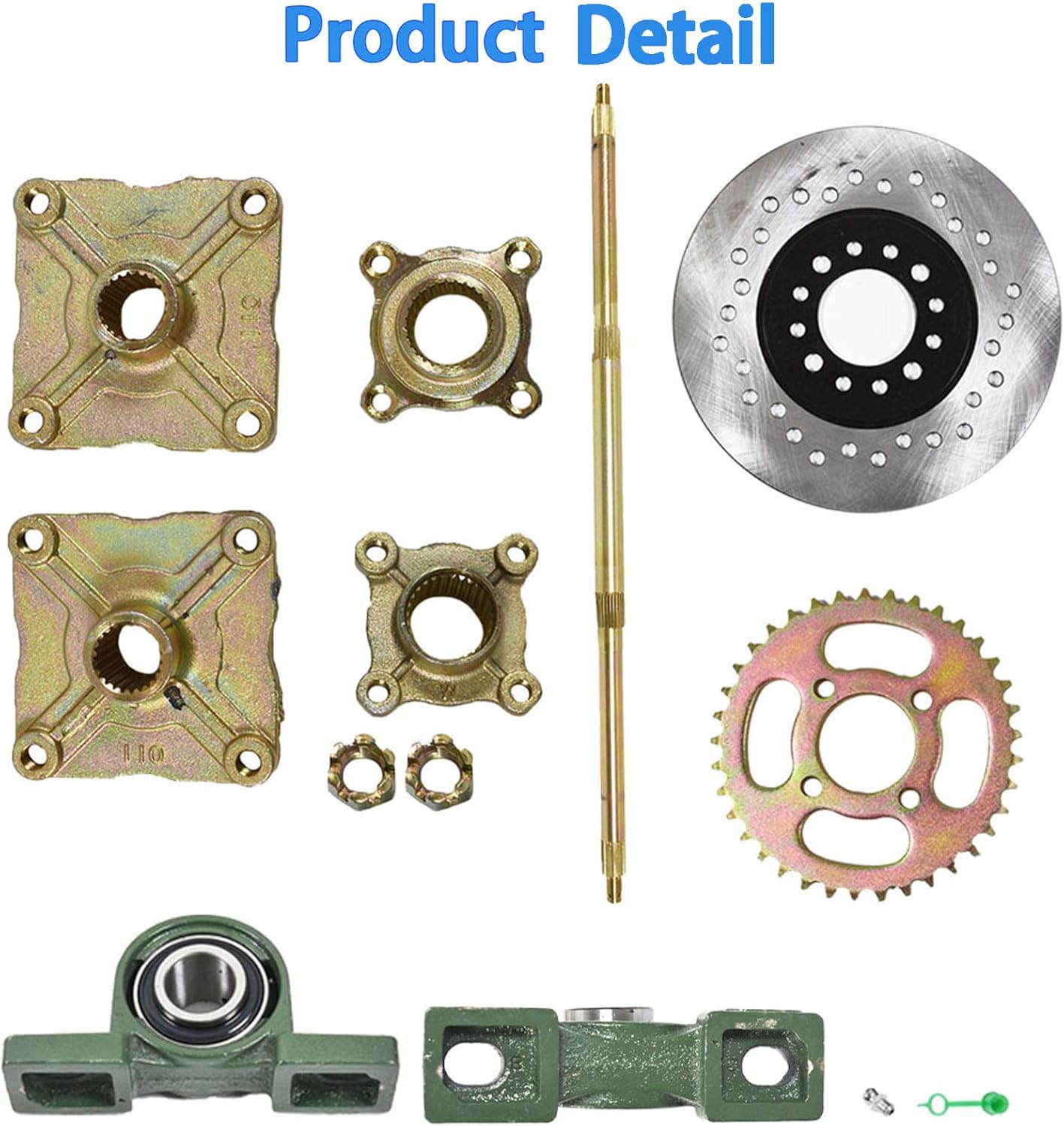 1.2x 32 Live Rear Axle Kit with Disc Rotor Wheel Hub for 428 Sprocket Go Kart ATV Quad Drift Trikes B65539