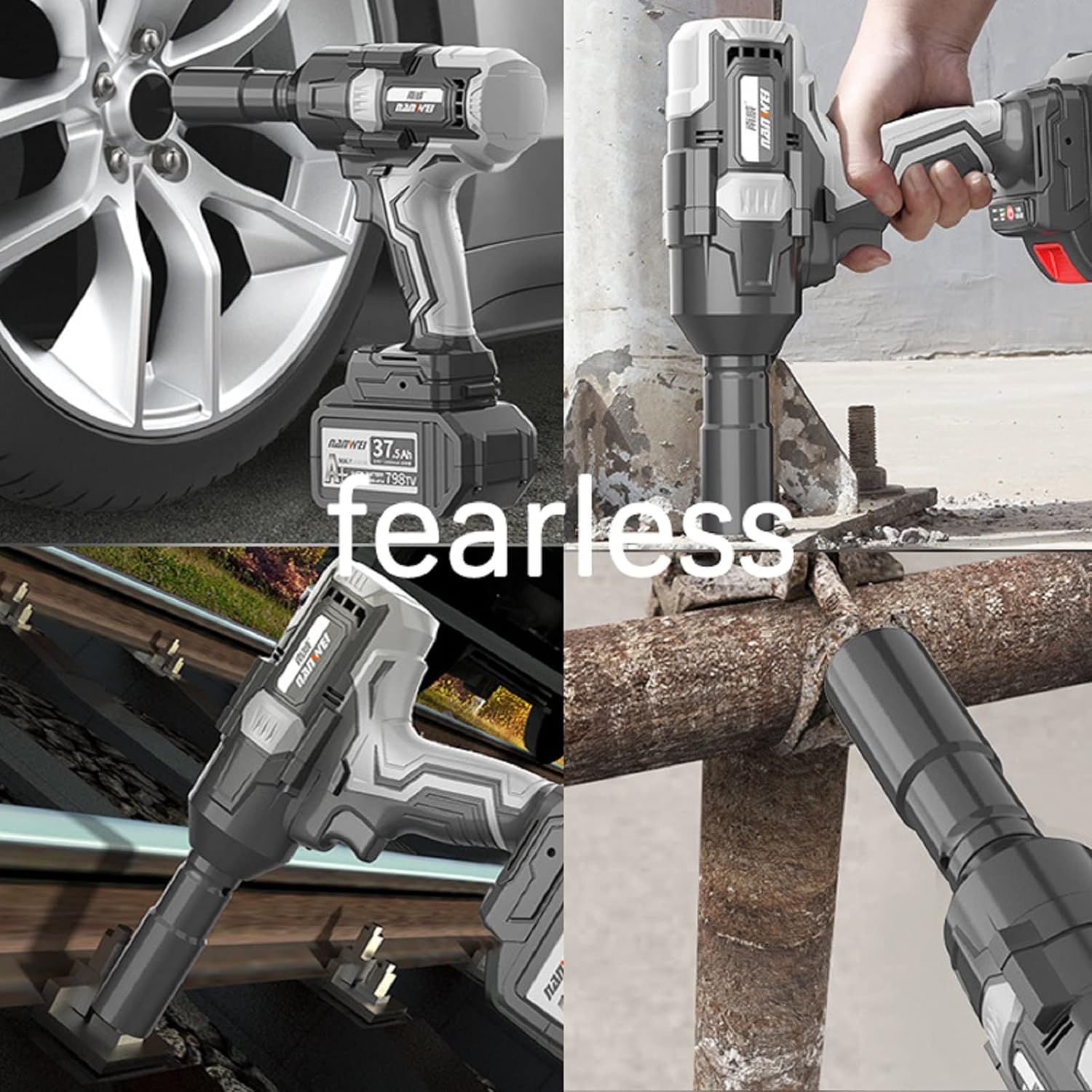 1/2-inch Brushless Impact Wrench with Detent Pin Anvil, 2 Battery 4.0A Li-ion, 600N W190330