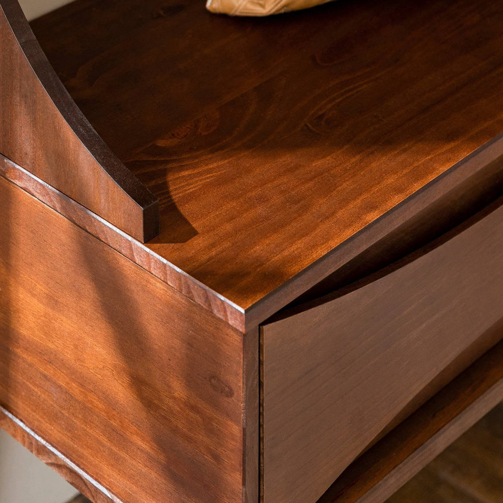 Solid Wood Hall Tree with Drawer Walnut Q7577