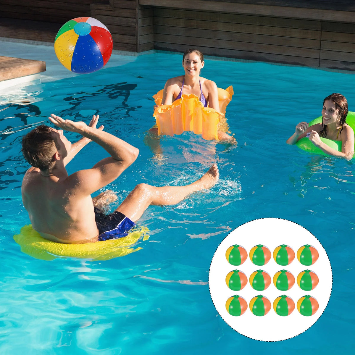 12 Pcs Inflatable Beach Balls Pool Toys W7259