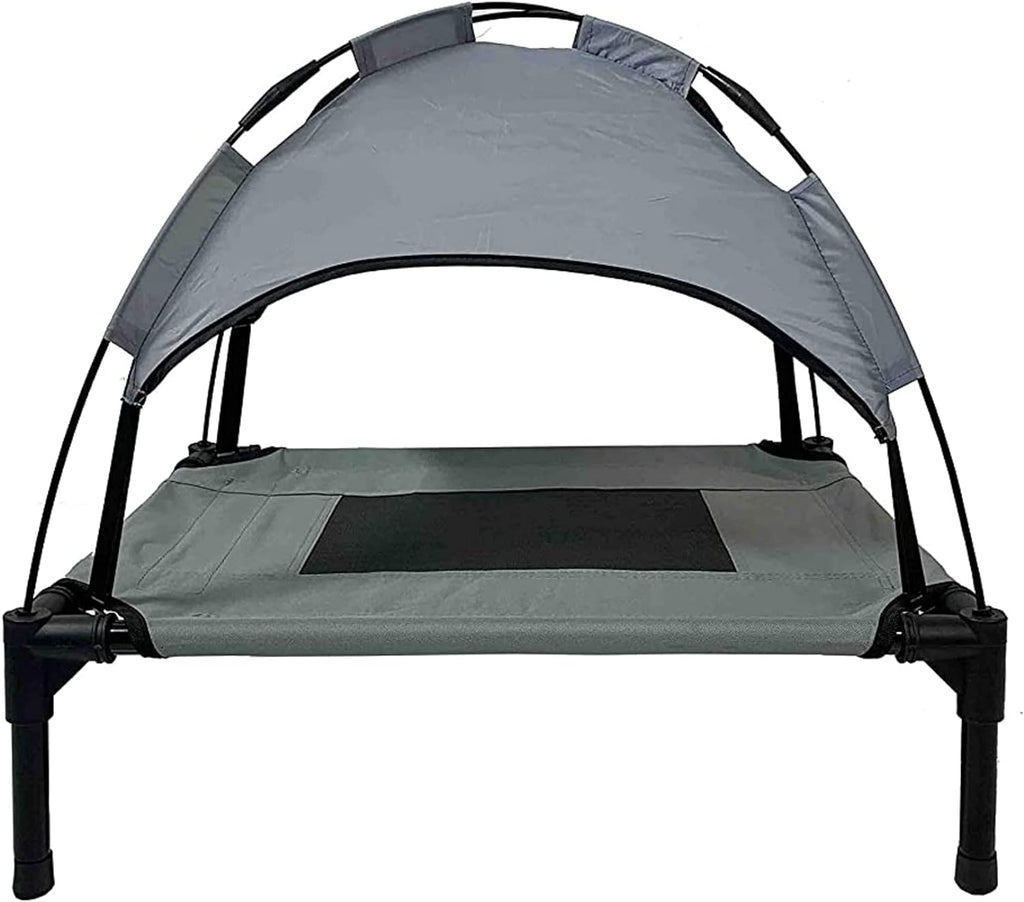 Grey Elevated Pet Cot With Canopy Outdoor Dog Bed I28053