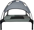 Grey Elevated Pet Cot With Canopy Outdoor Dog Bed I28053