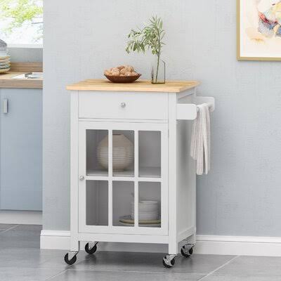 White Kitchen Cart with Manufactured Wood Top Z304