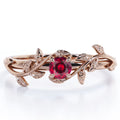 18K Rose Gold Plated Silver Solitaire Ruby Engagement Ring U981366