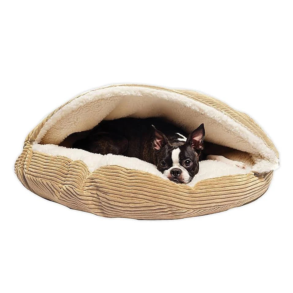 Cozy Corduroy and Sherpa Lined Pet Cave Bed, 25 in. I631095