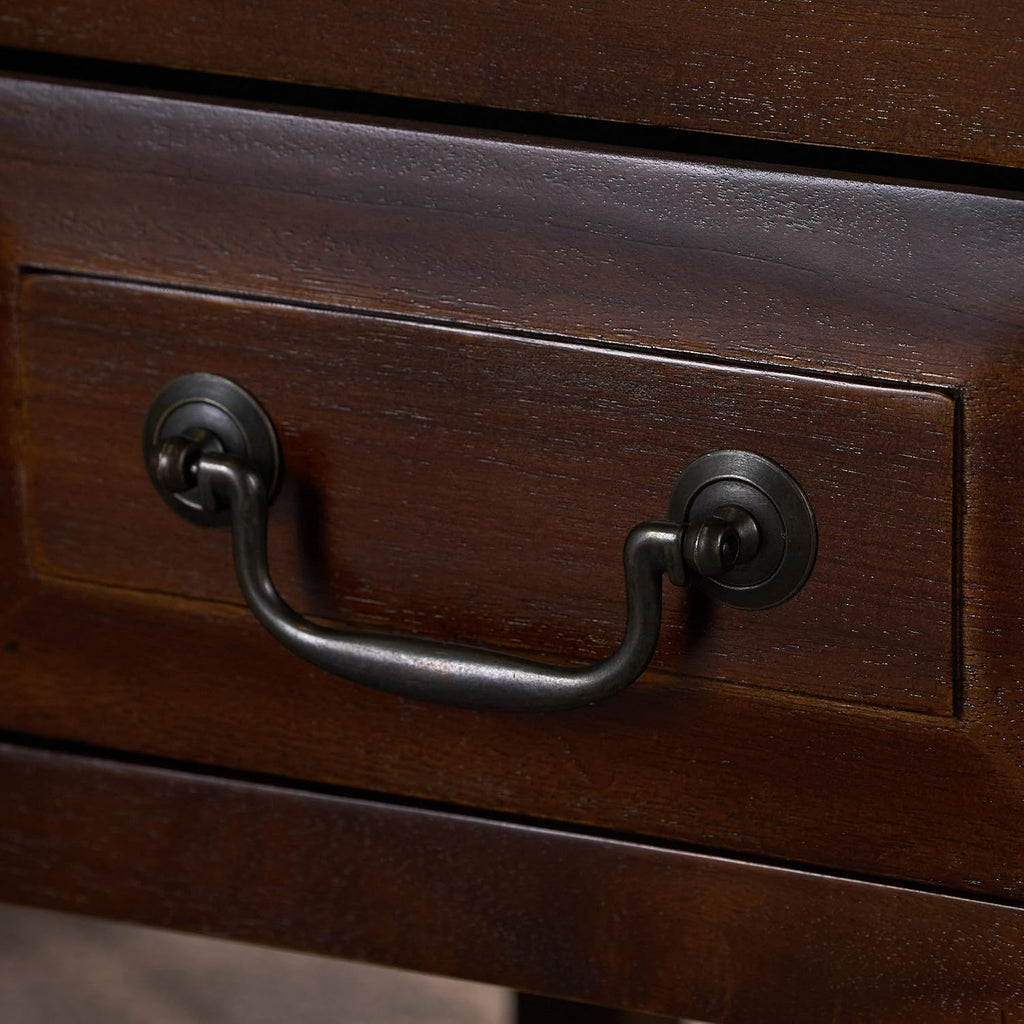 Brown Mahogany Acacia Wood Accent Table with Bottom Drawer L4523