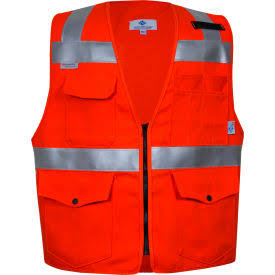 Flame Resistant Hi-Vis Survey Vest, Non-ANSI, XL, Orange E158121