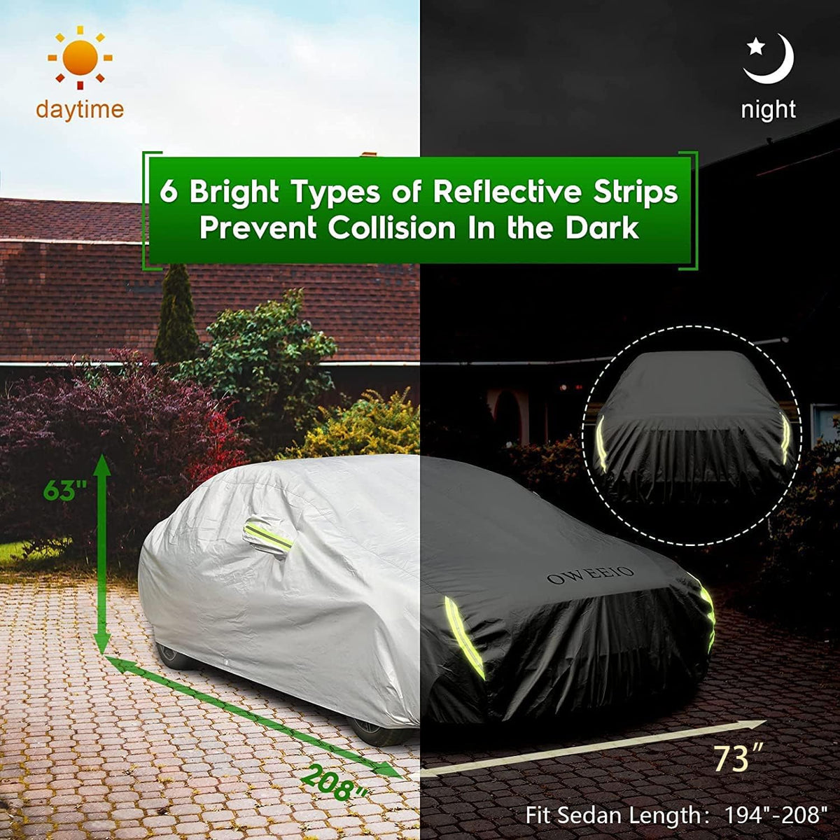 6 Layers Waterproof All Weather Car Cover with Zipper P8002