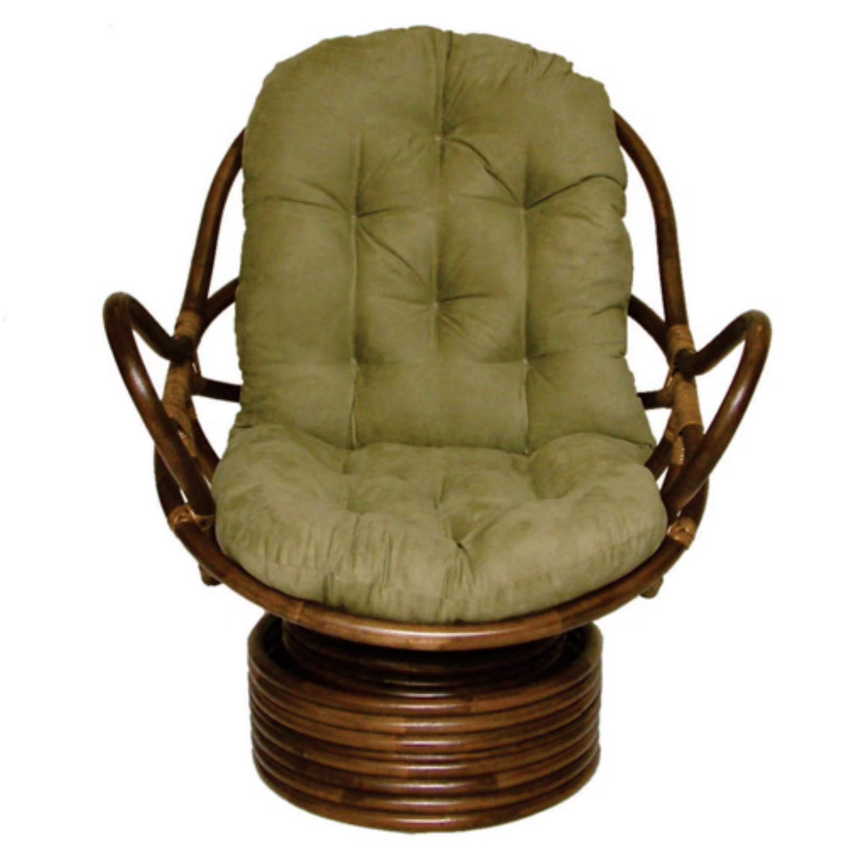 Rattan Coil Base Swivel Rocker with Micro Suede Cushion C874