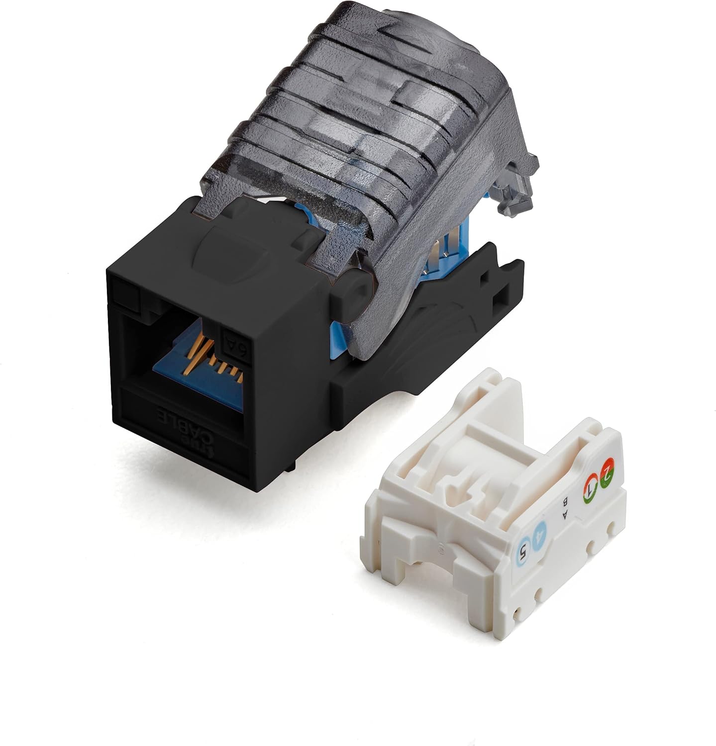 White Cat6A Toolless Keystone Jack, 12 Pack B682