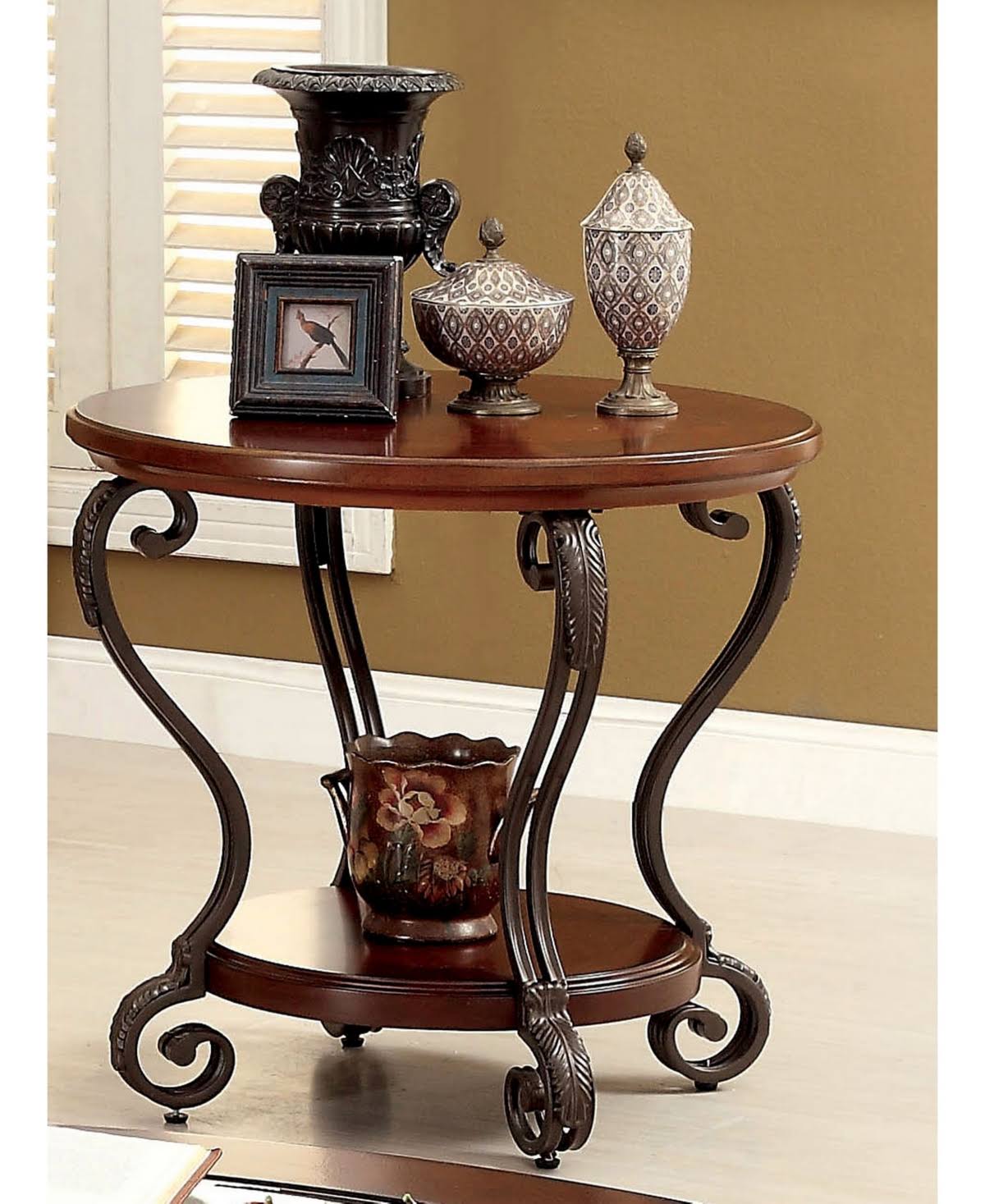 Brown Scrolled Leg End Table Y511