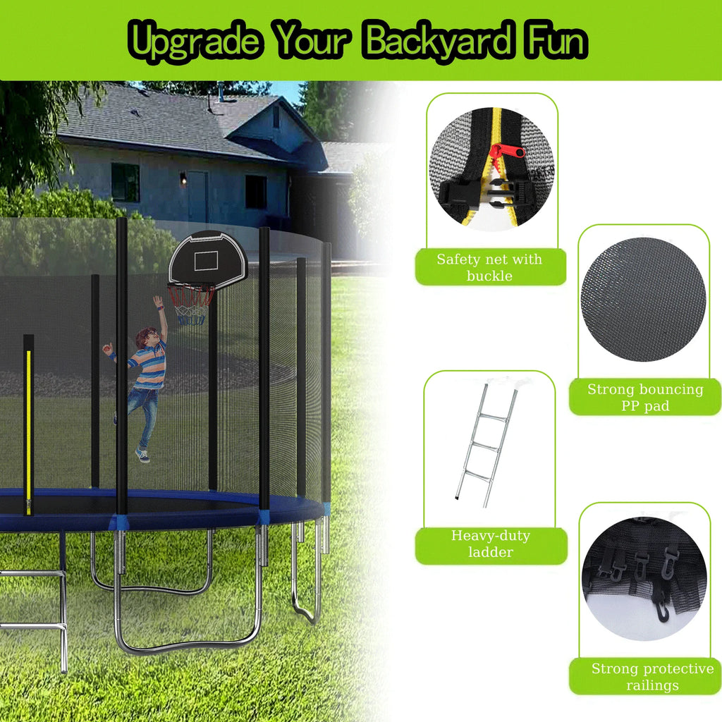 16Ft Trampoline with Safety Enclosure Net & Ladder R338786