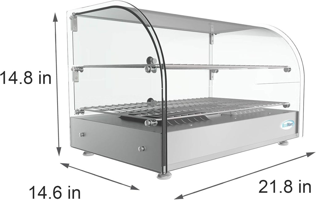 22" Commercial 2 Shelf Countertop Food Warmer Display Case, Silver M421