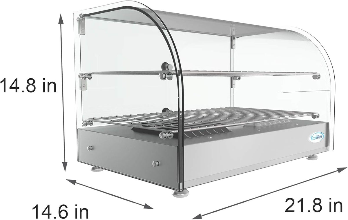 22" Commercial 2 Shelf Countertop Food Warmer Display Case, Silver M421