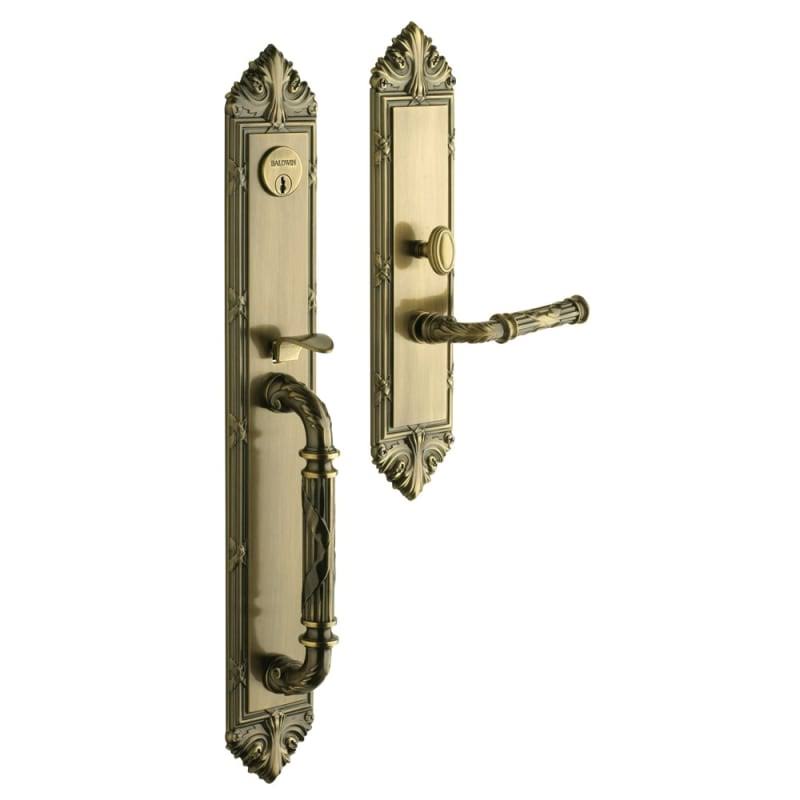 Satin Brass and Black Single Cylinder Mortise Handleset Trim Set J9214