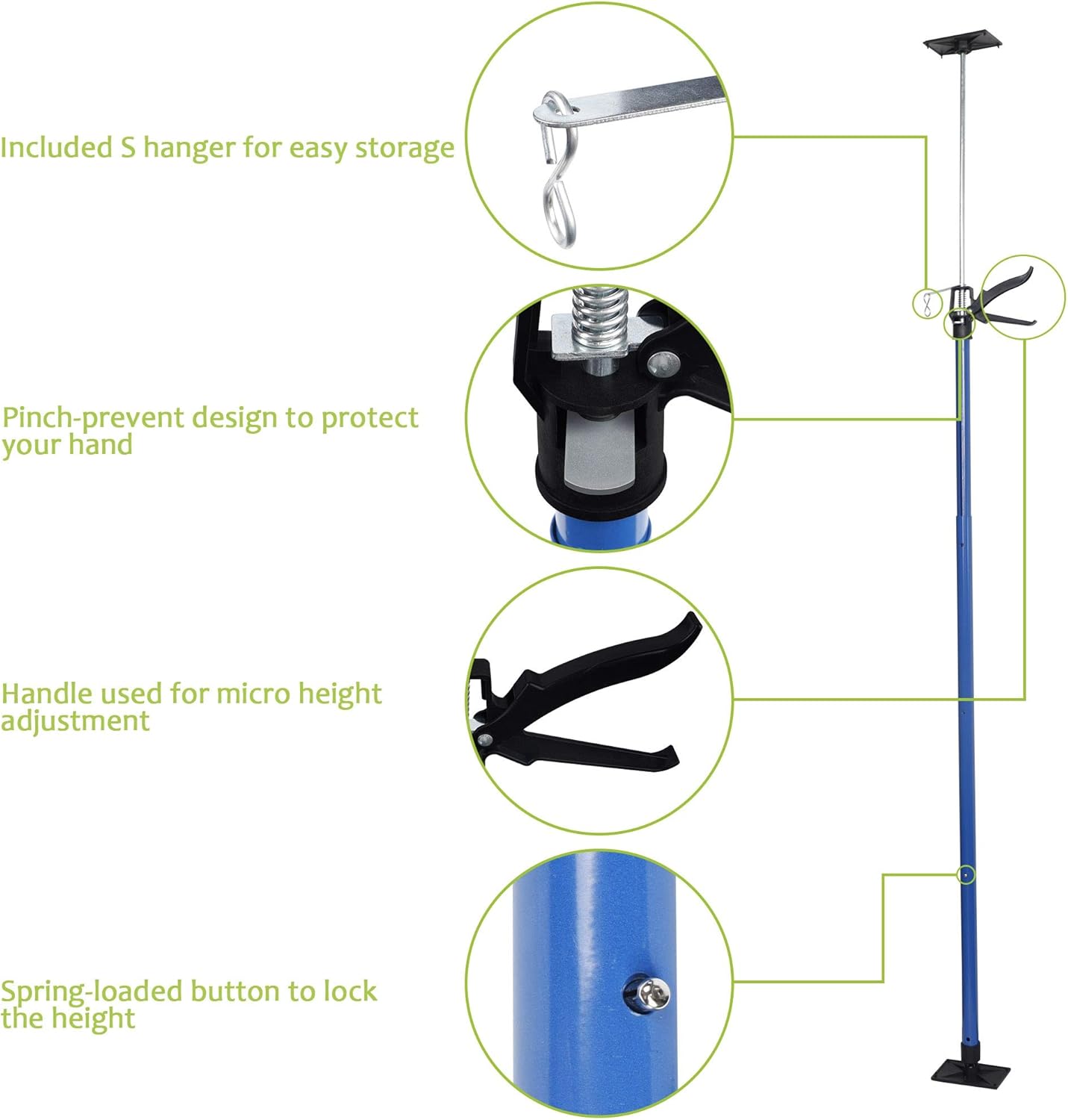 Adjustable Steel Support Pole, Extends from 45 Inch to 114 Inch C846