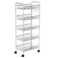 5 Tier Mesh Rolling Utility Cart Grey Q879866