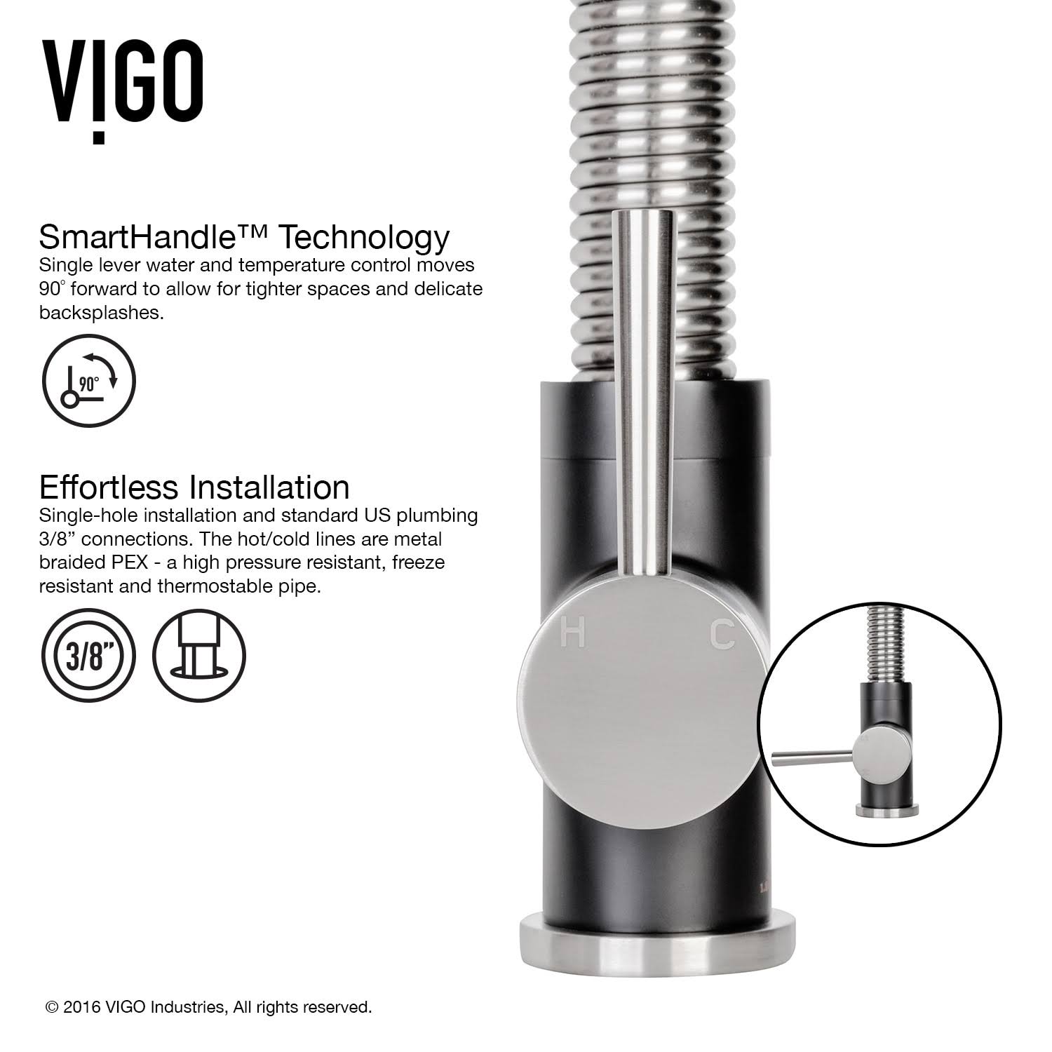 Stainless Steel & Matte Black Pull-Down Kitchen Faucet with Deck Plate I1290