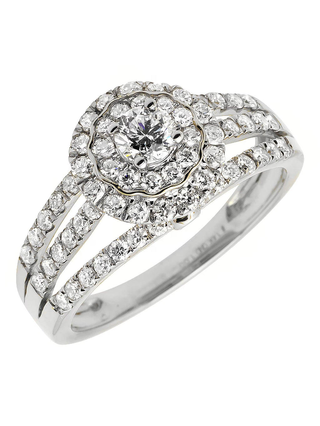 14K White Gold Diamond Cluster Flower Engagement Ring S200