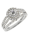 14K White Gold Diamond Cluster Flower Engagement Ring S200
