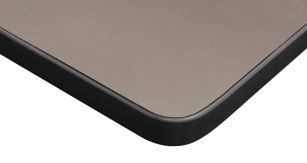 Beige Square Height Adjustable Classroom Table with 4 Black Stack Chairs I3042