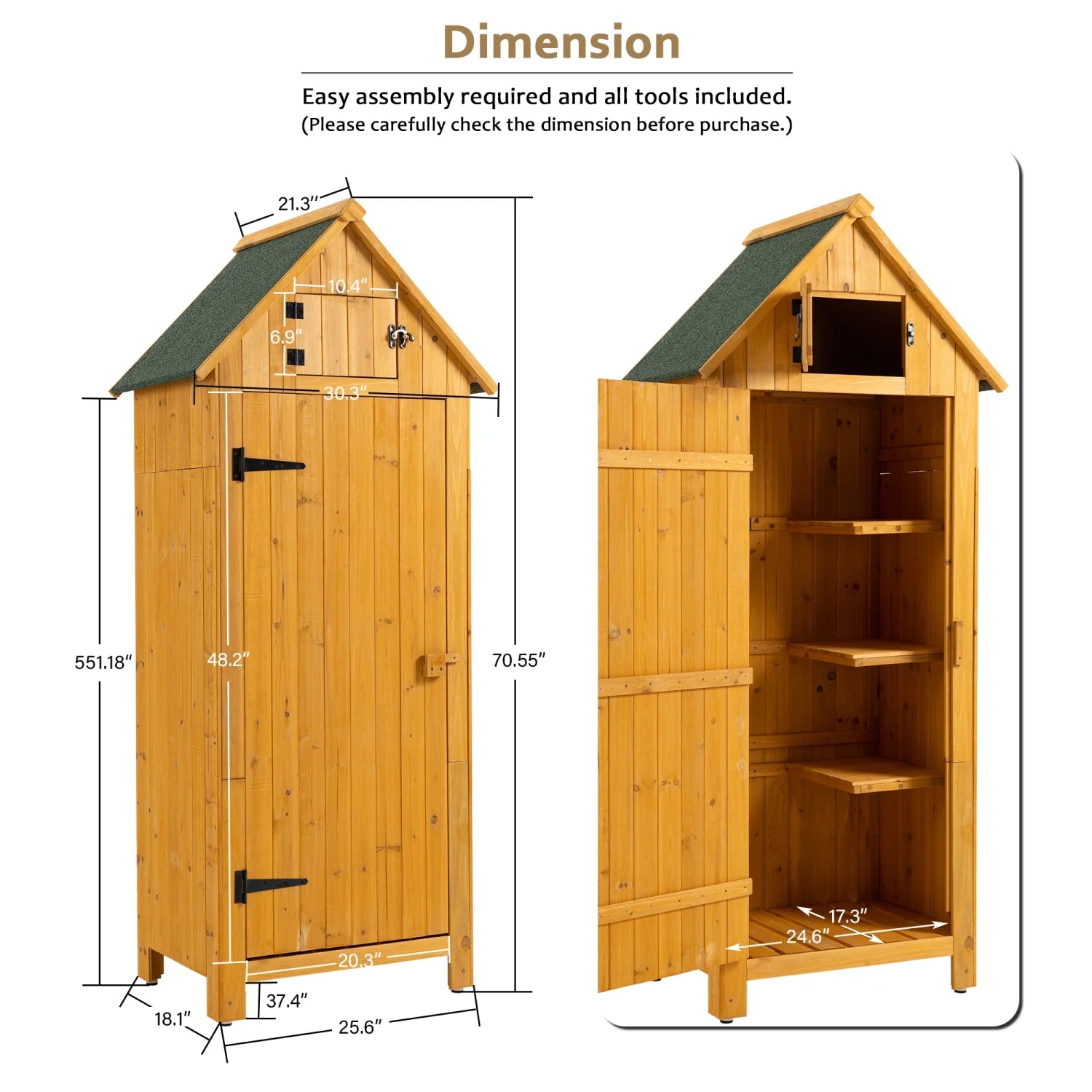 Outdoor Storage Cabinet Wooden Garden Shed H978121