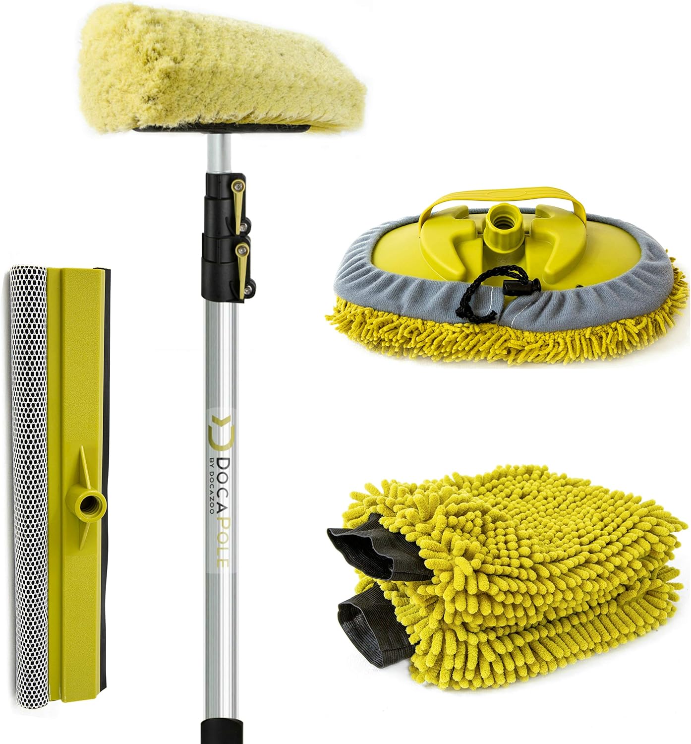 5-12 Foot Car Cleaning Kit with Soft Car Wash Brush, Car Squeegee, Car Wash Mitt, Microfiber Cleaning Head & Extension Pole O2771