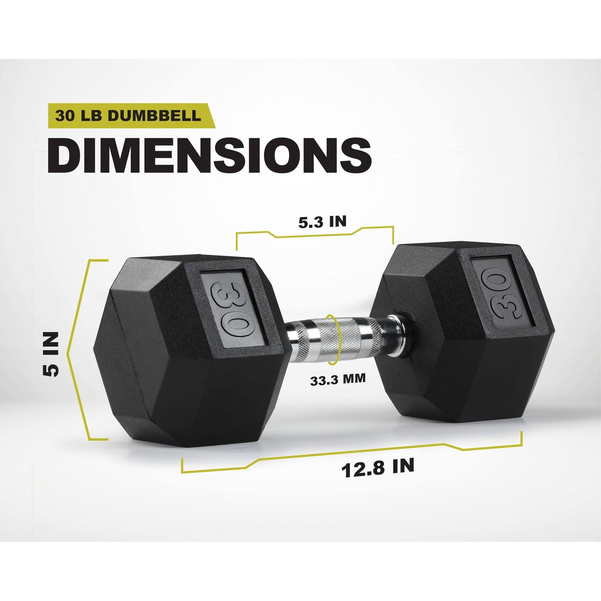 30 lbs Pair Rubber Encased Hex Dumbbell O39911