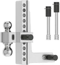 Adjustable Trailer Hitch Ball Mount, 2-Inch Receiver, 10-Inch Drop, 10-Inch Rise, Dual Towing Balls with Double Pin Key Locks H55123