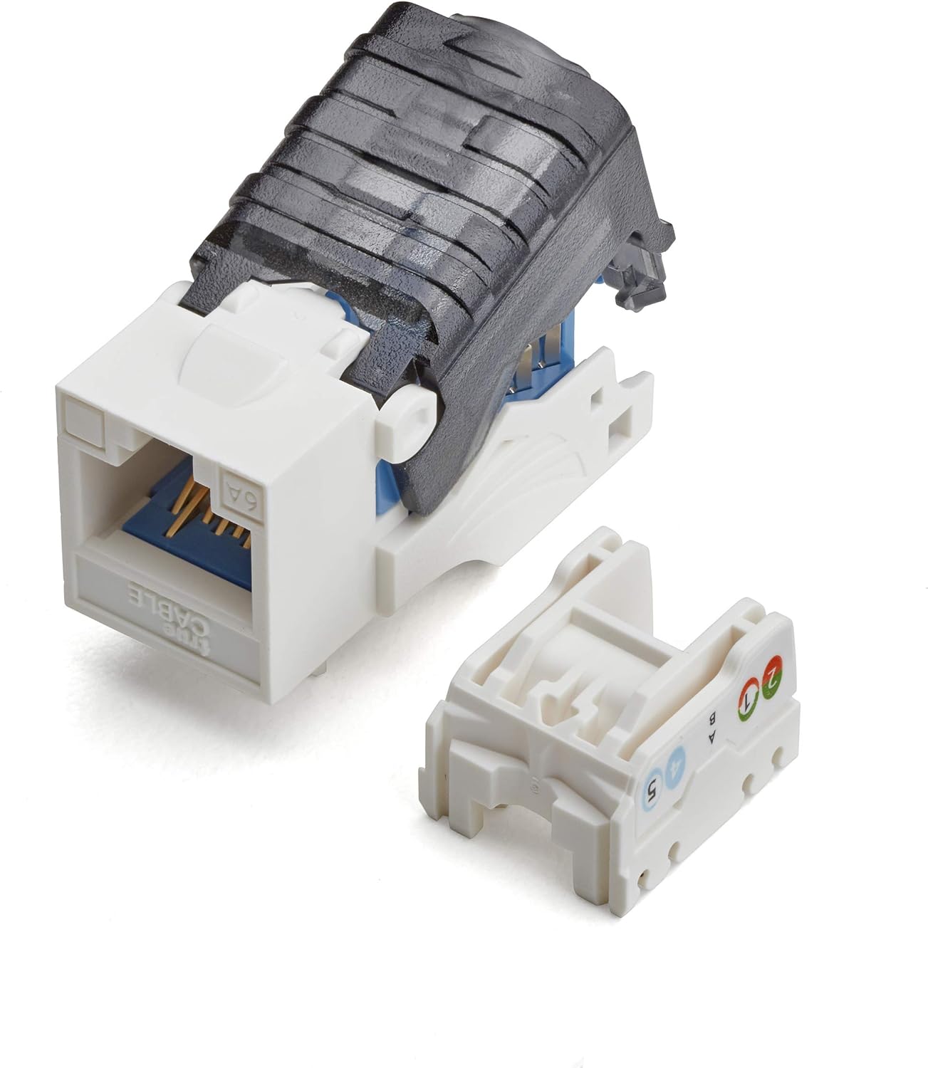 White Cat6A Toolless Keystone Jack, 12 Pack B682