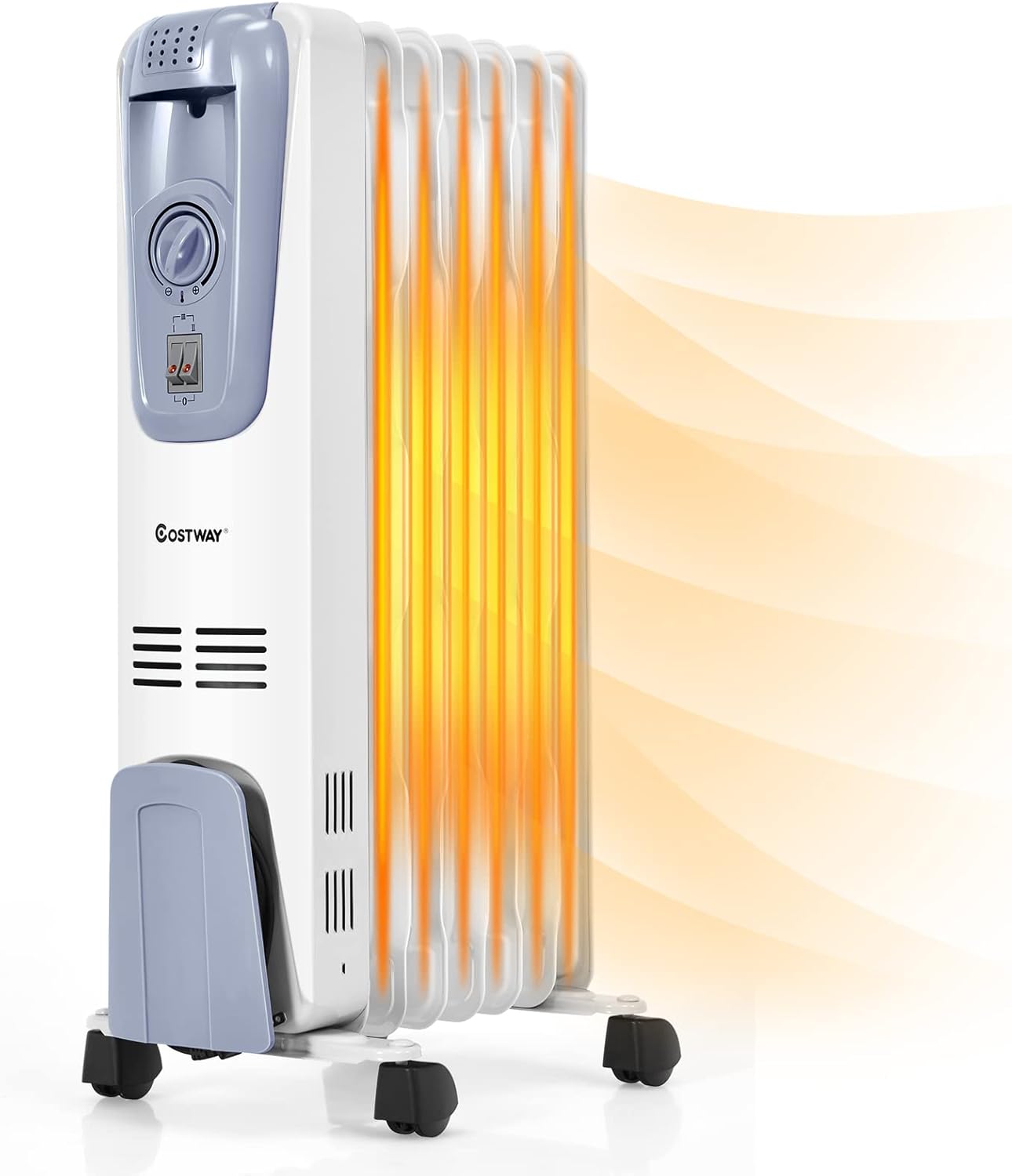 1500W Oil Filled Radiator Heater with Adjustable Thermostat, 3 Heat Settings, Pack of 2 A442870