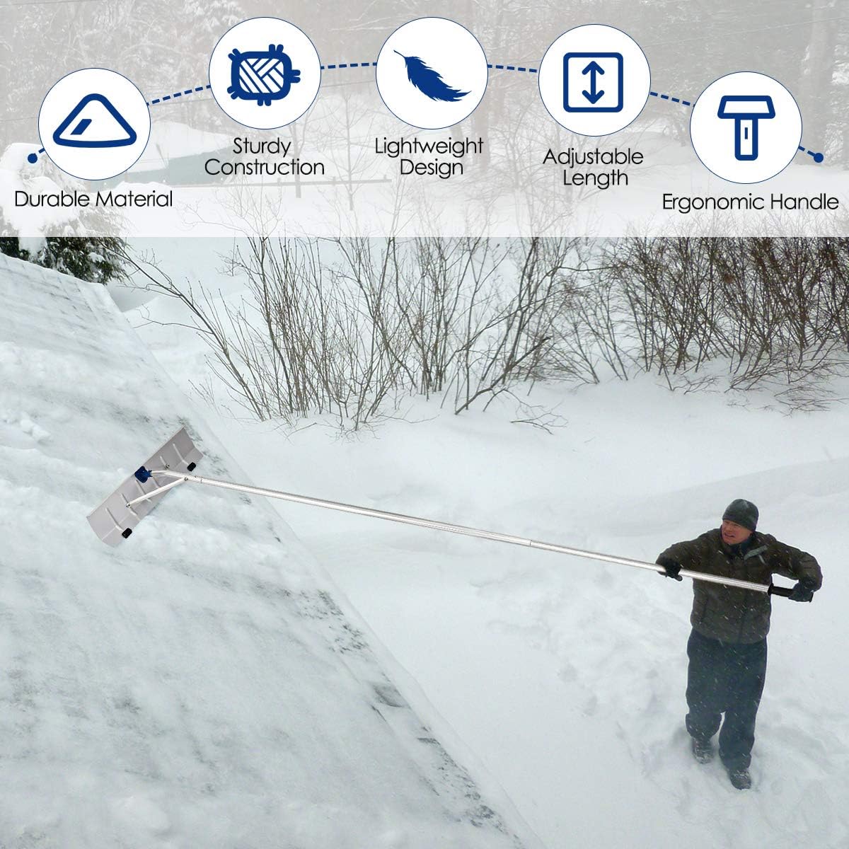 Aluminum Snow Rake, 26 inch Width Blade, Adjustable Handle, Pack of 2 Y716210