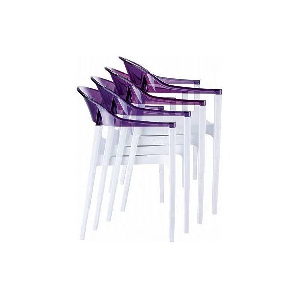 Modern Dining Chair White Transparent Amber Back G460541