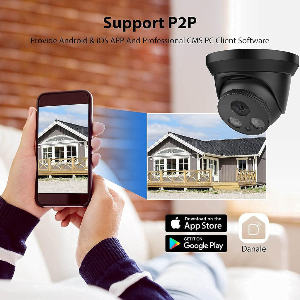 4K Ultra HD 8MP Poe Turret Network Camera with 98ft IR Night Vision, 2.8mm Lens, Built-in Mic, IP67 Weatherproof K326