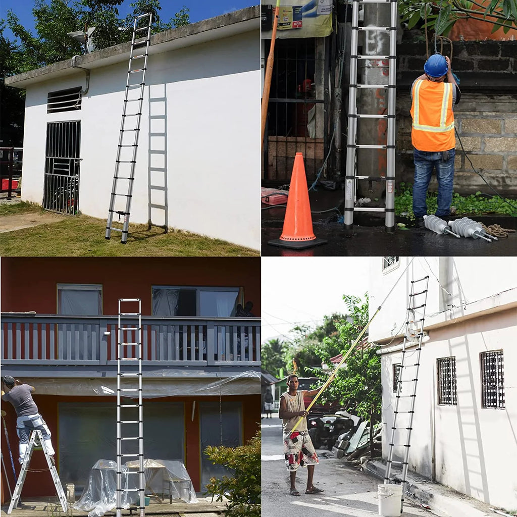 Telescoping Ladder, 14.4 FT Aluminum Lightweight Extension Ladder, Heavy Duty 330 Pound D278010