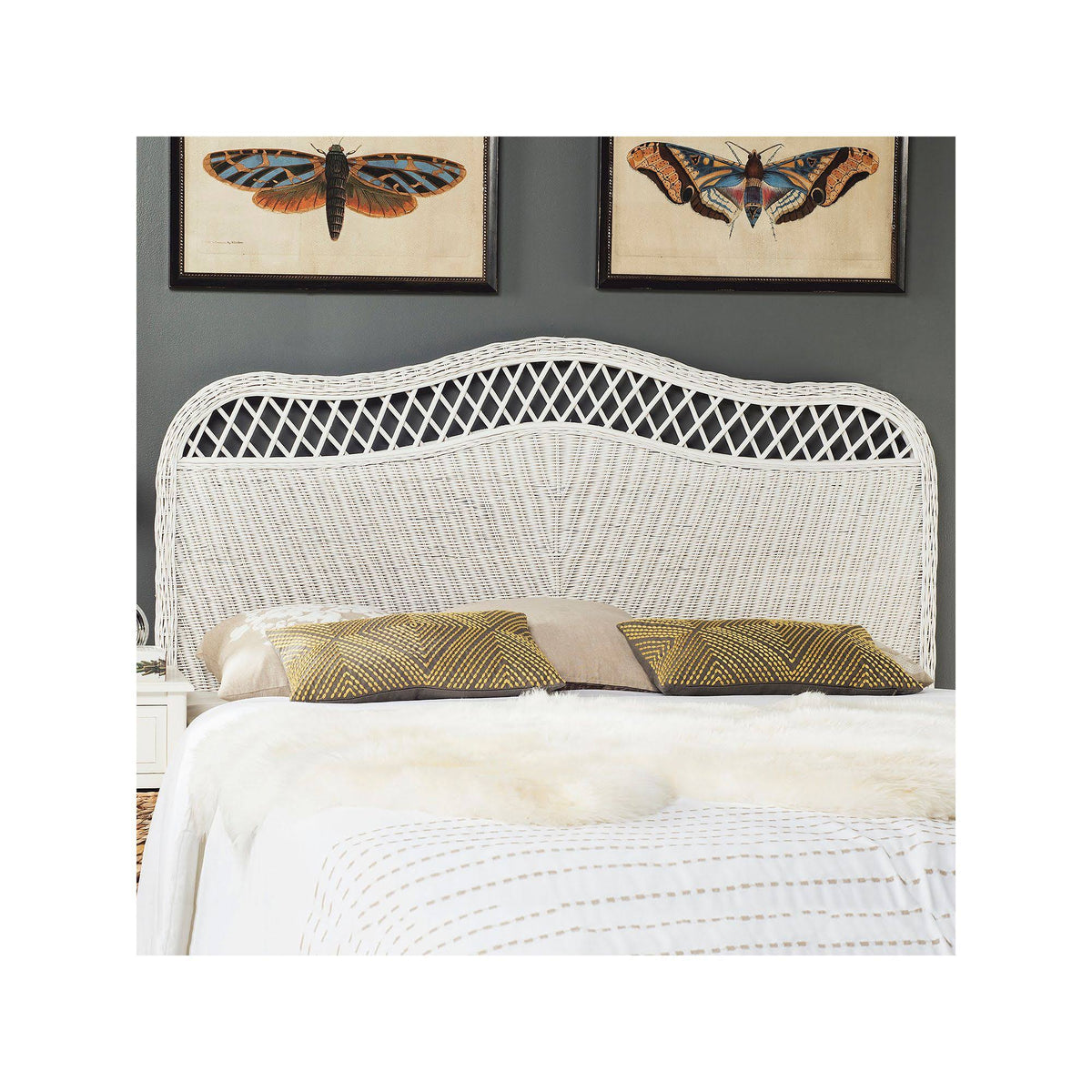 White Queen Rattan Headboard L998